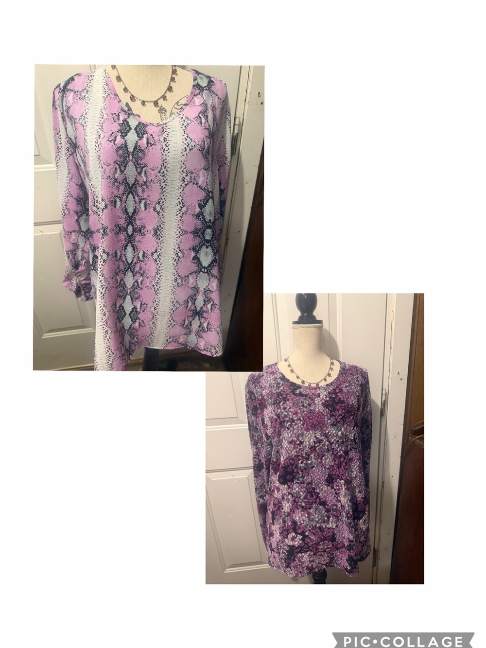 Koret Pink and Black Snake-Print Long Sleeve Tunic